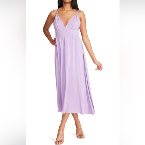 BB Dakota Steven Madden Lilac Challi Midi Empire style Sleeveless V neck dress - Picture 1 of 10